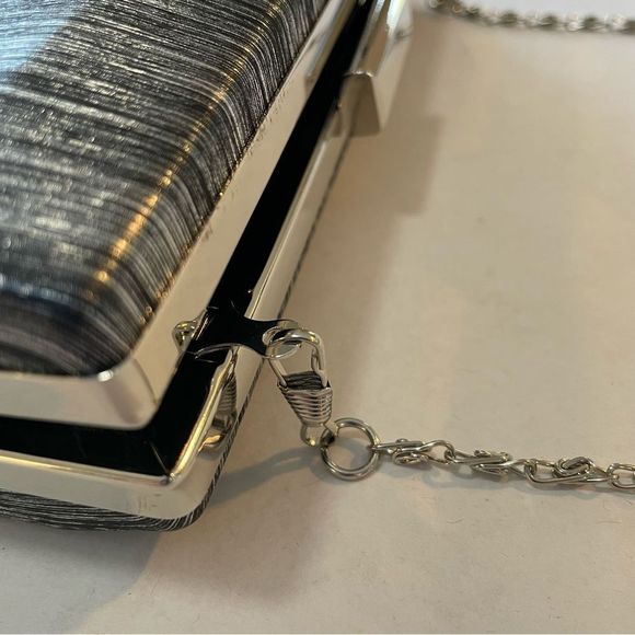 Clutch Bag Removable Chain Black and Silver - Picture 6 of 8